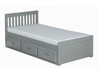 3ft single Grey painted pine wood wooden bed frame + 3 drawers storage